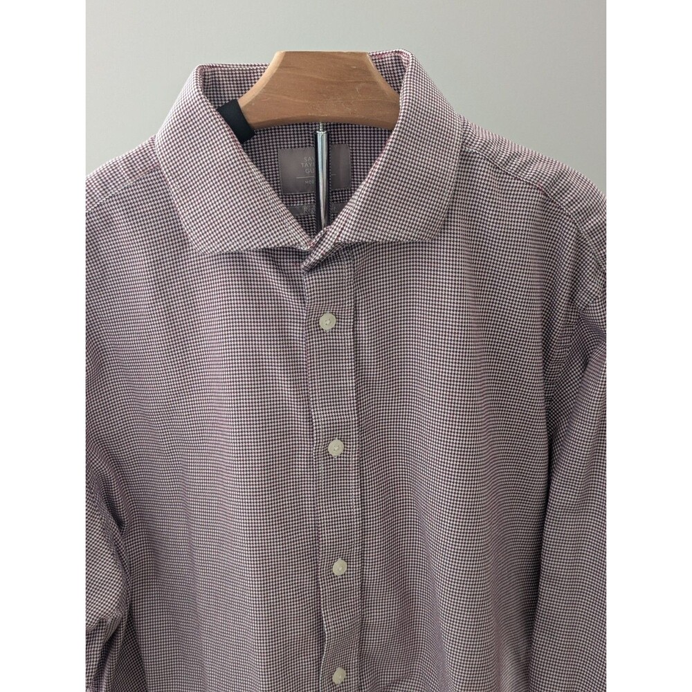 Savoy Taylors Guild Moss Bros Men's Dress Shirt Size 17 Geometric Print Office